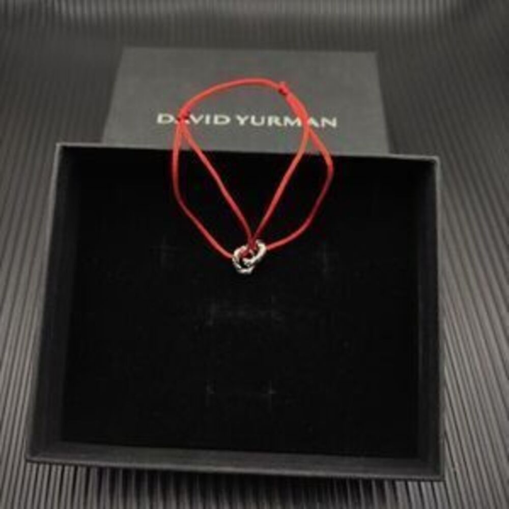 David Yurman Red Double-Ring Silver Nylon Rope Bracelet - Picture 4 of 5
